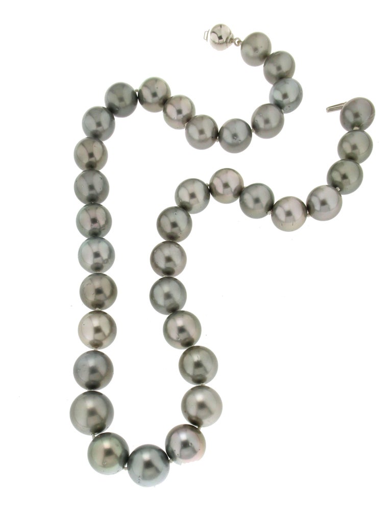 Tahiti Pearls 18 Karat White Gold Clasp Strand Rope Necklace For Sale ...