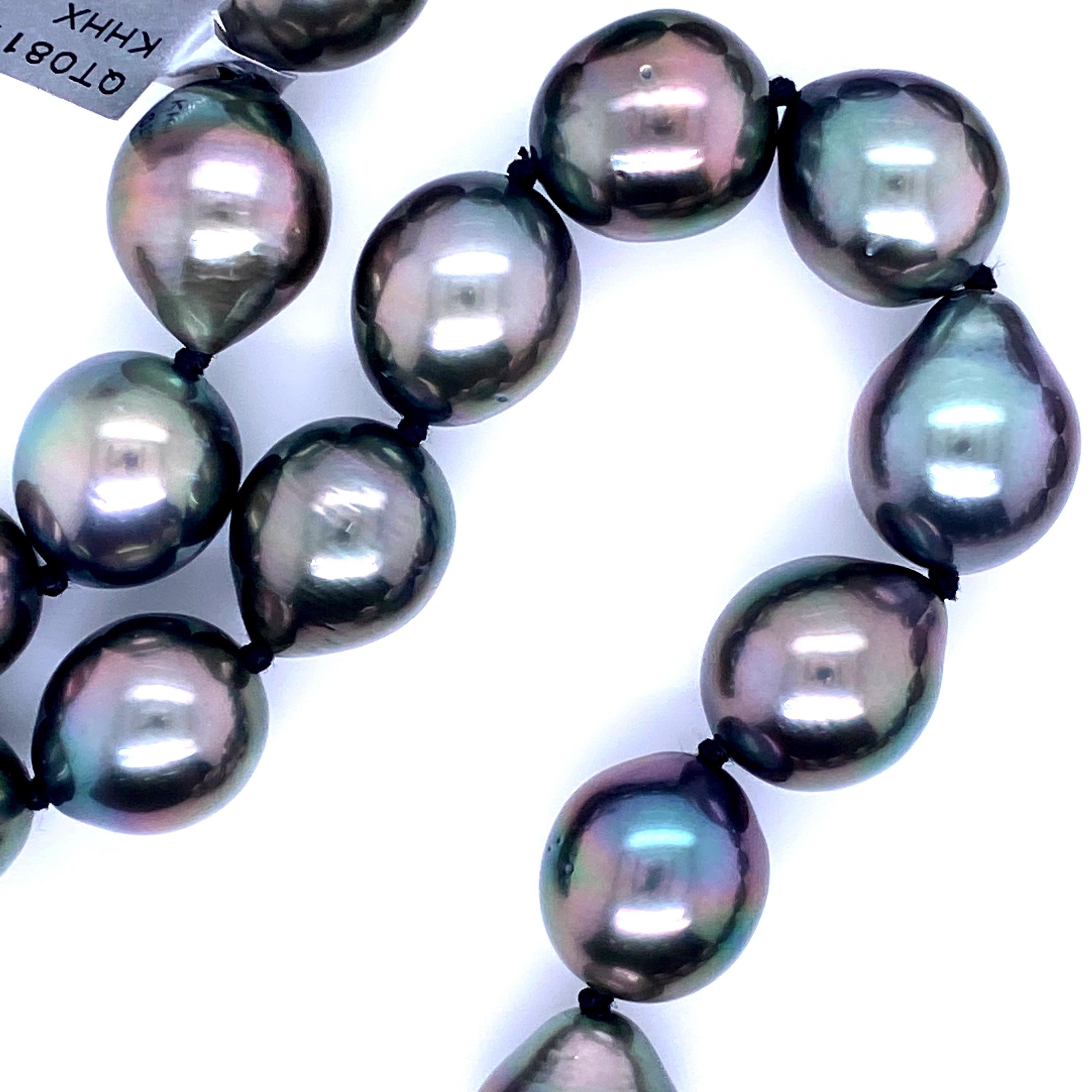 Contemporary Tahitian Baroque Pearl Strand Necklace 14 Karat White Gold