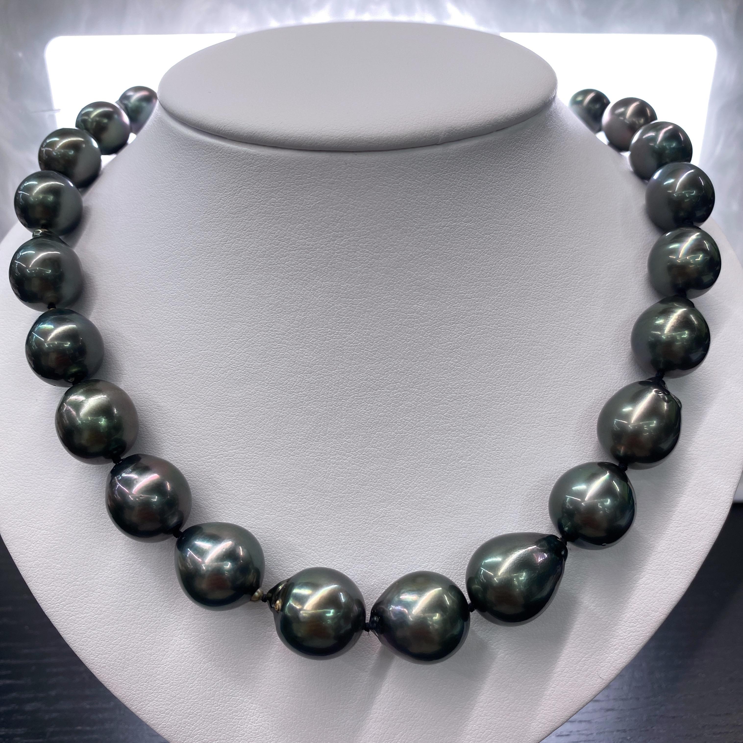Contemporary Tahitian Baroque Pearl Strand Necklace 14 Karat White Gold