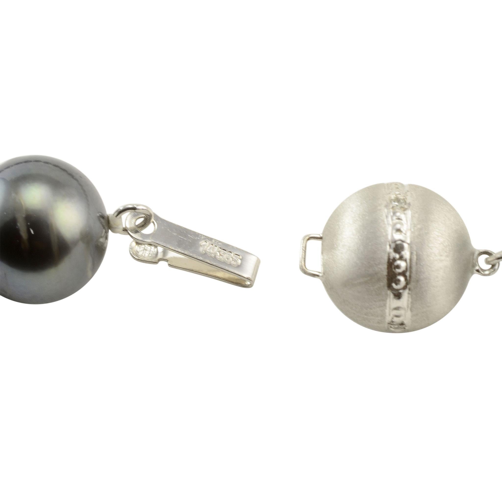 Women's Tahitian Black Pearl and Diamond Necklace For Sale