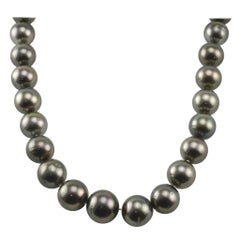 Tahitian Black Pearl and Diamond Necklace
