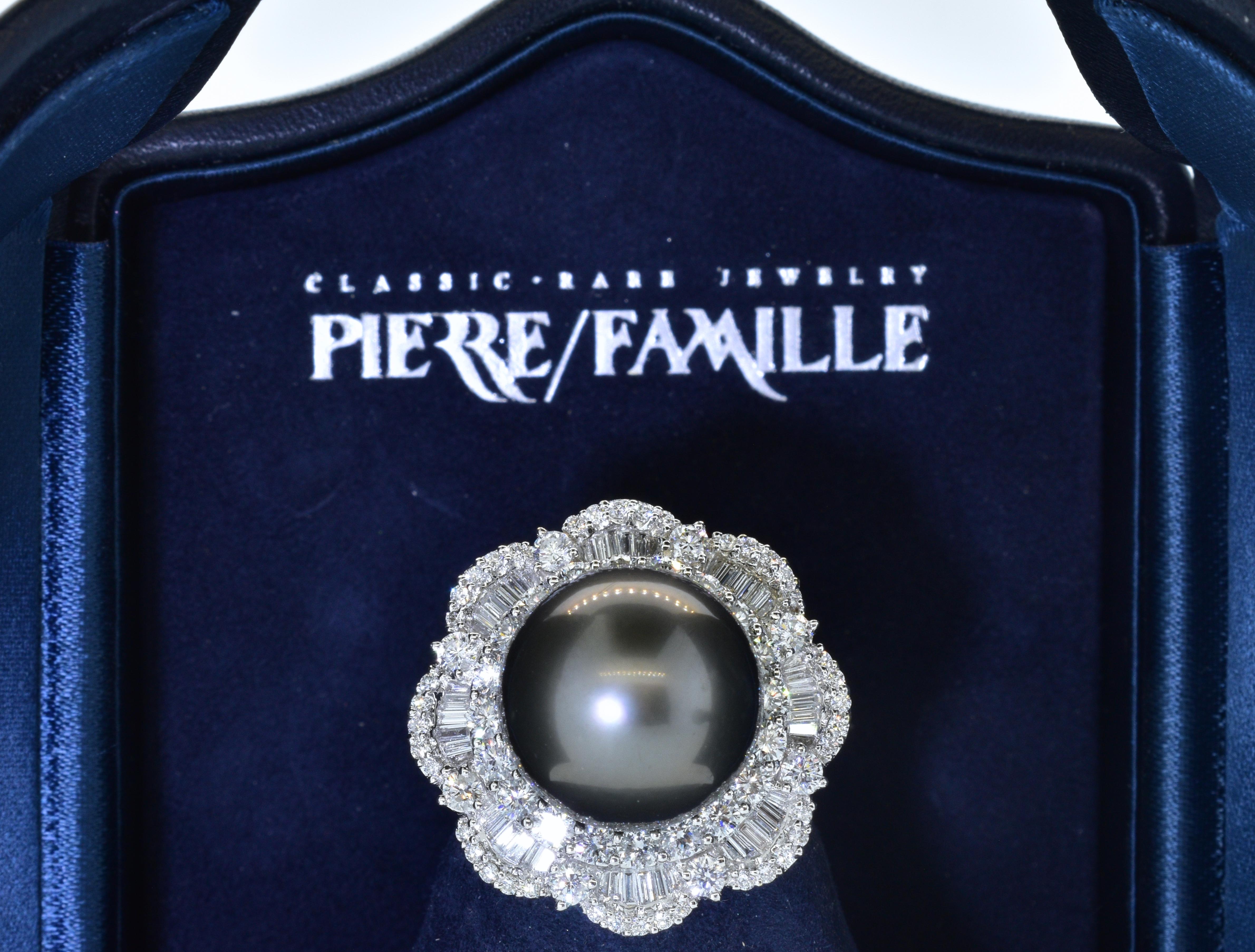 Tahitian Black Pearl and Diamond Ring 1
