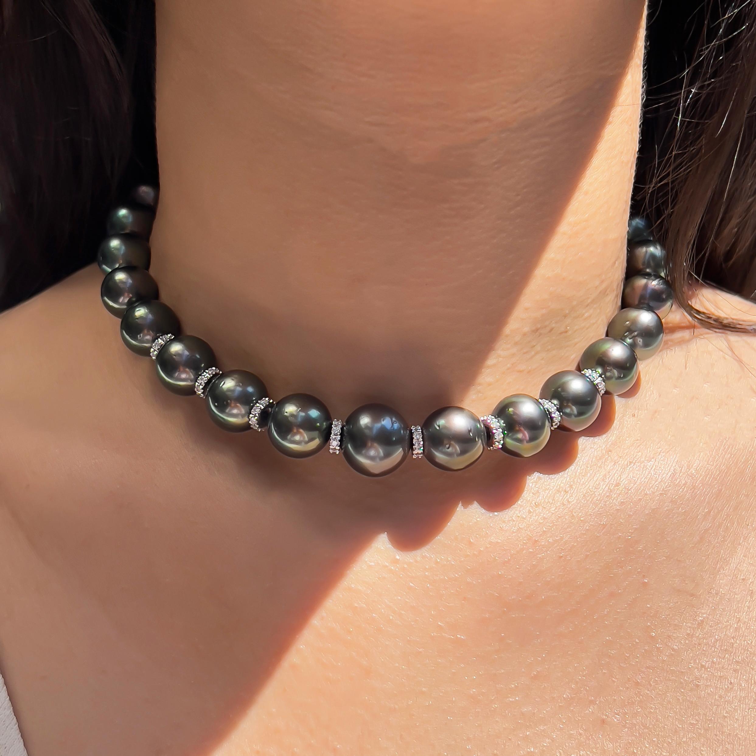 Tahiti-Schwarze Perlen-Choker-Halskette, 18 Karat Weißgold im Zustand „Neu“ im Angebot in New York, NY
