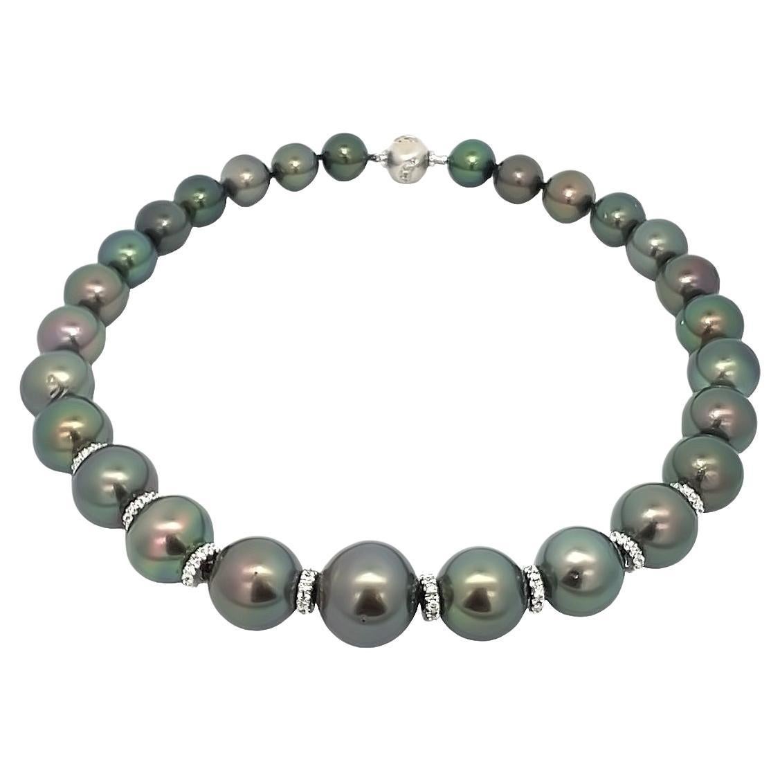Tahitian Black Pearl Choker Necklace, 18K White Gold