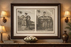Tahitian Costume Engraving Pair, Otaheite Women, Pacific Voyages, c.1790