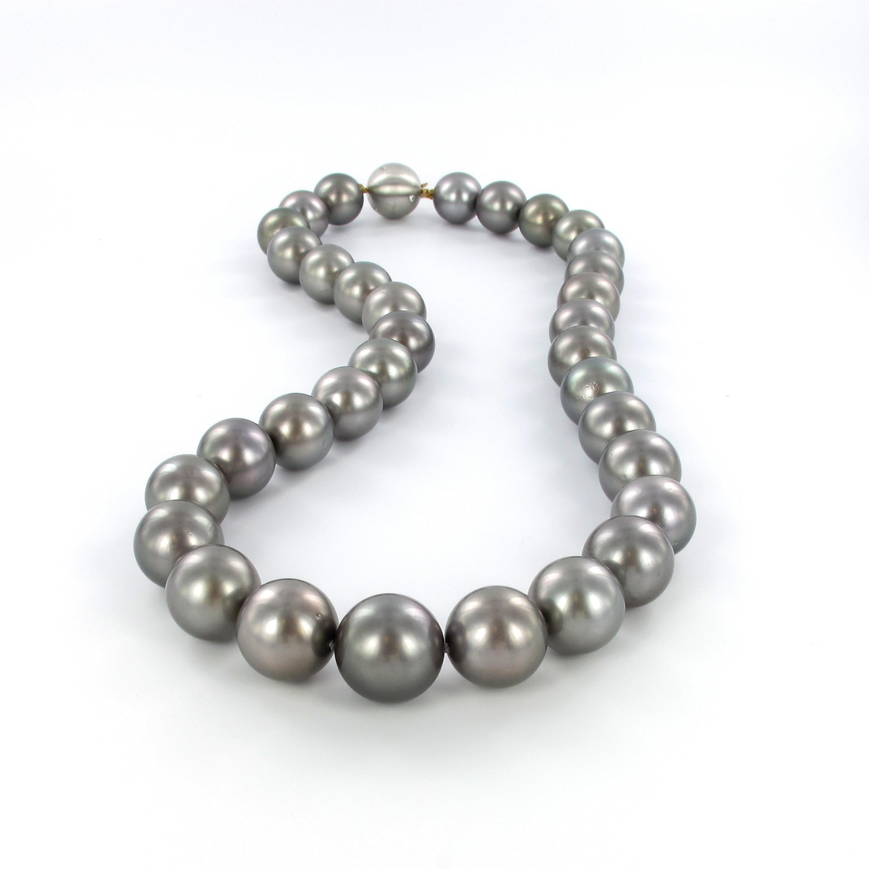 Modern Tahitian Cultured Pearl and Diamond Necklace For Sale