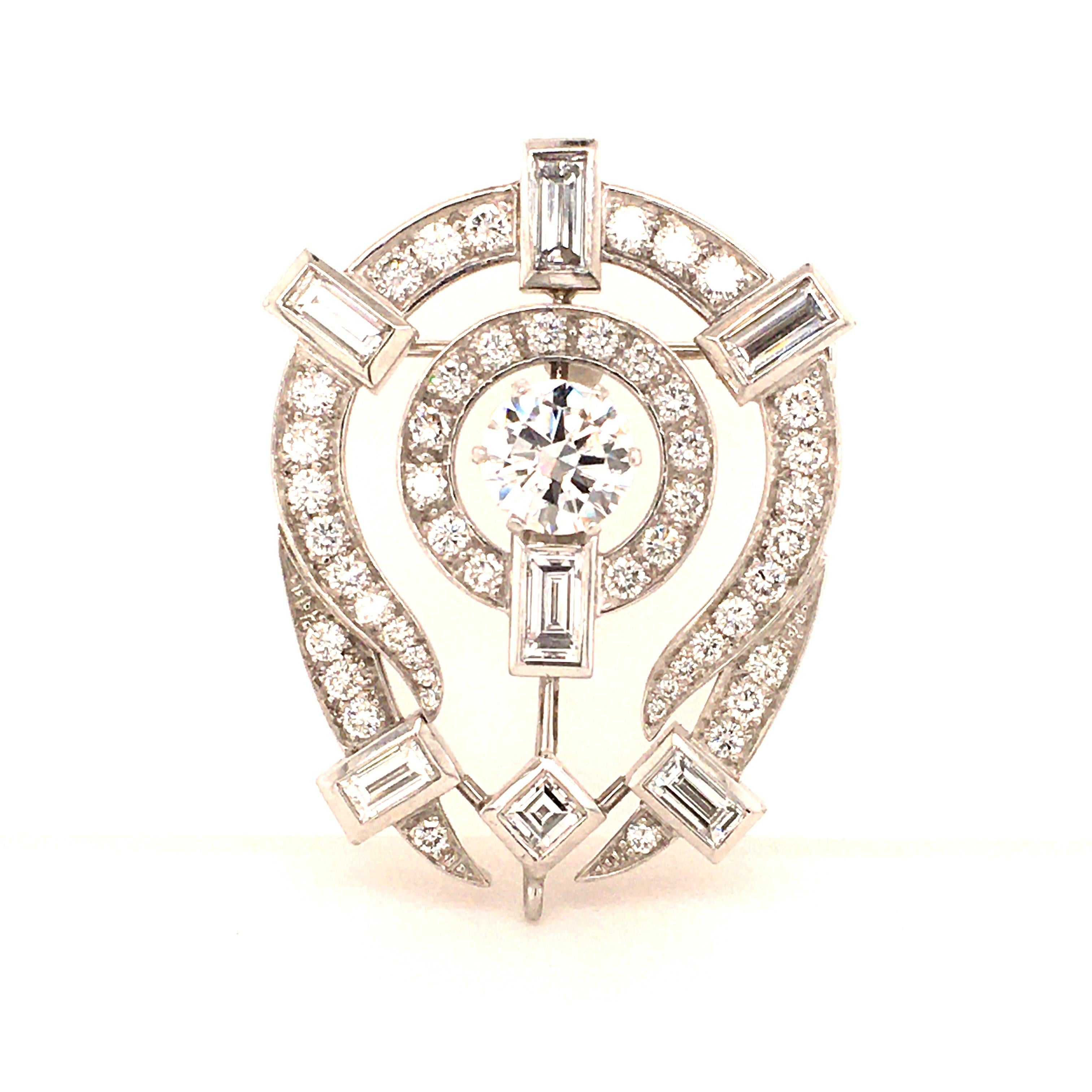 Tahitian Cultured Pearl and Diamond Pendant Brooch in Platinum 5