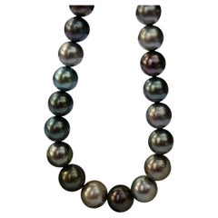 Tahiti-Zuchtperlenstrang 11-13,5 mm multicolor AAA+-AAA Zertifikat
