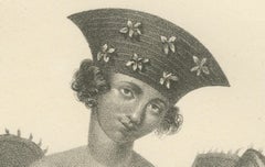 Tahitian Grace: 1836 Engraving of a Dancer by Karl Joseph Brodtmann