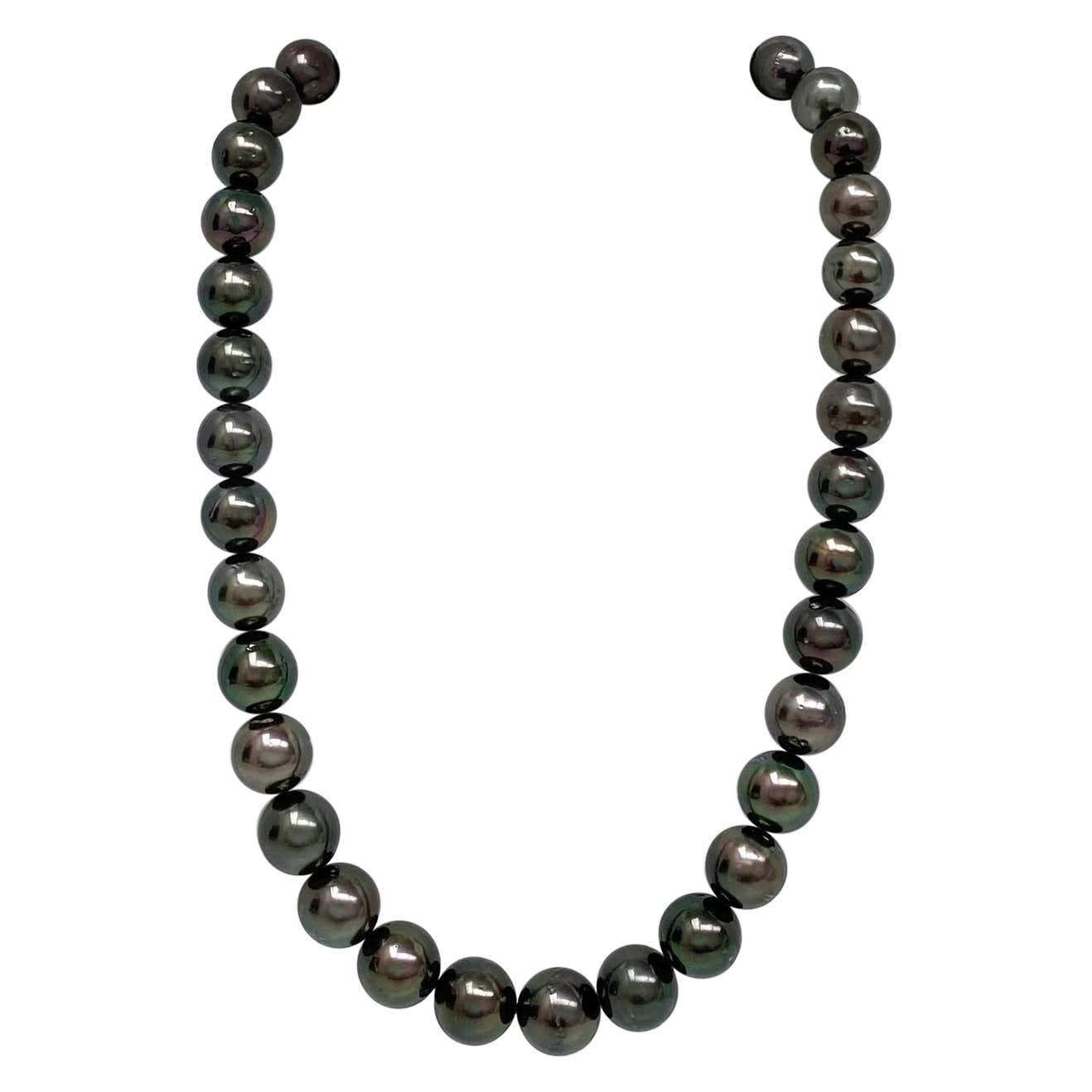 Genuine 11-12mm Natural Tahitian Peacock Green & Black Baroque Pearl Necklace – 18 Inch, Silver Plated