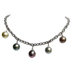 Tahitian "Fancy Color" Pearls on Handmade Gold Chain Paradizia Necklace