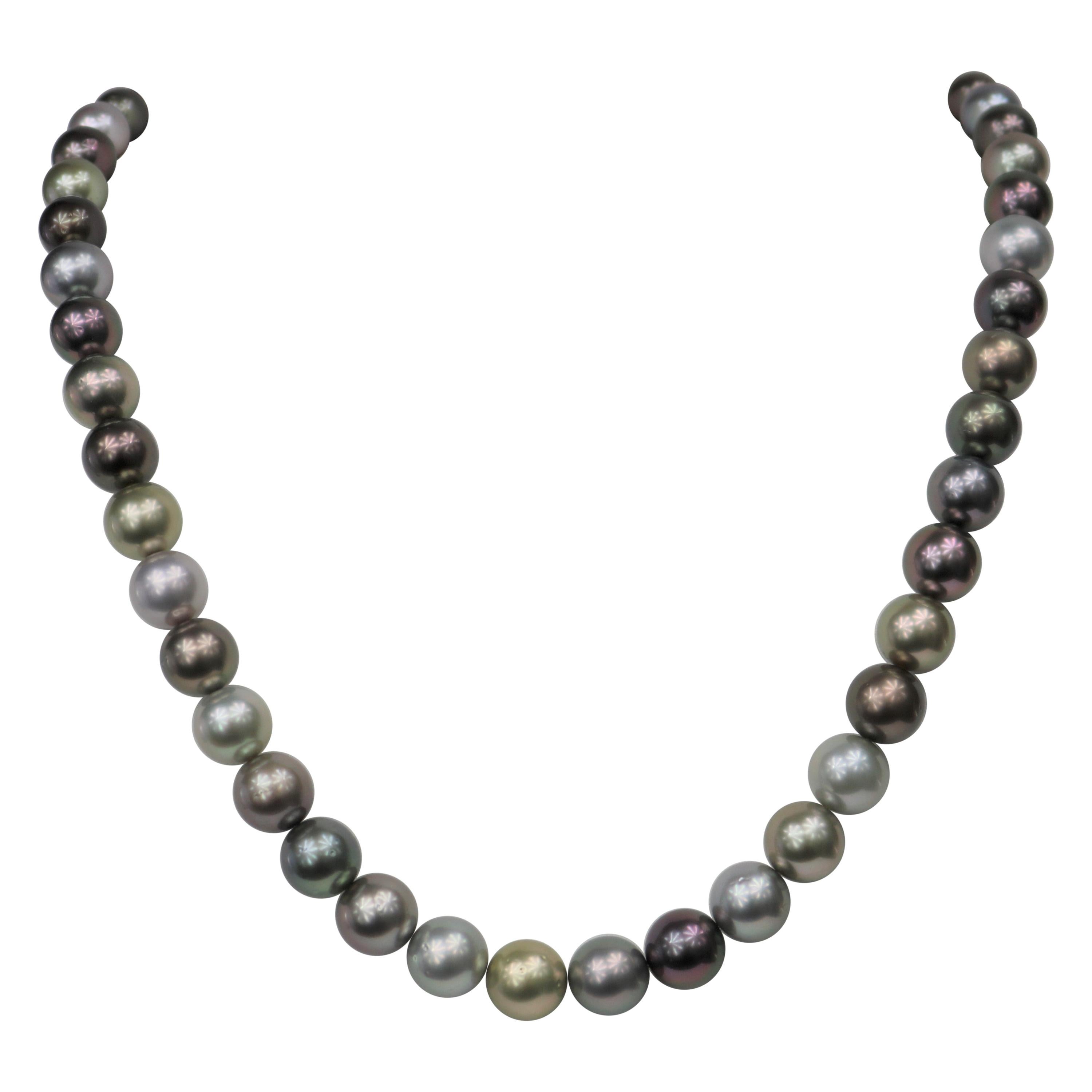 Tahitian and SouthSea Multi Color Drop Baroque Necklace with Gold Clasp ...