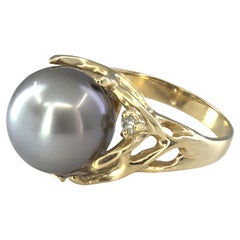 Tahitian Gray Cultured Pearl, 14K Yellow Gold Ring