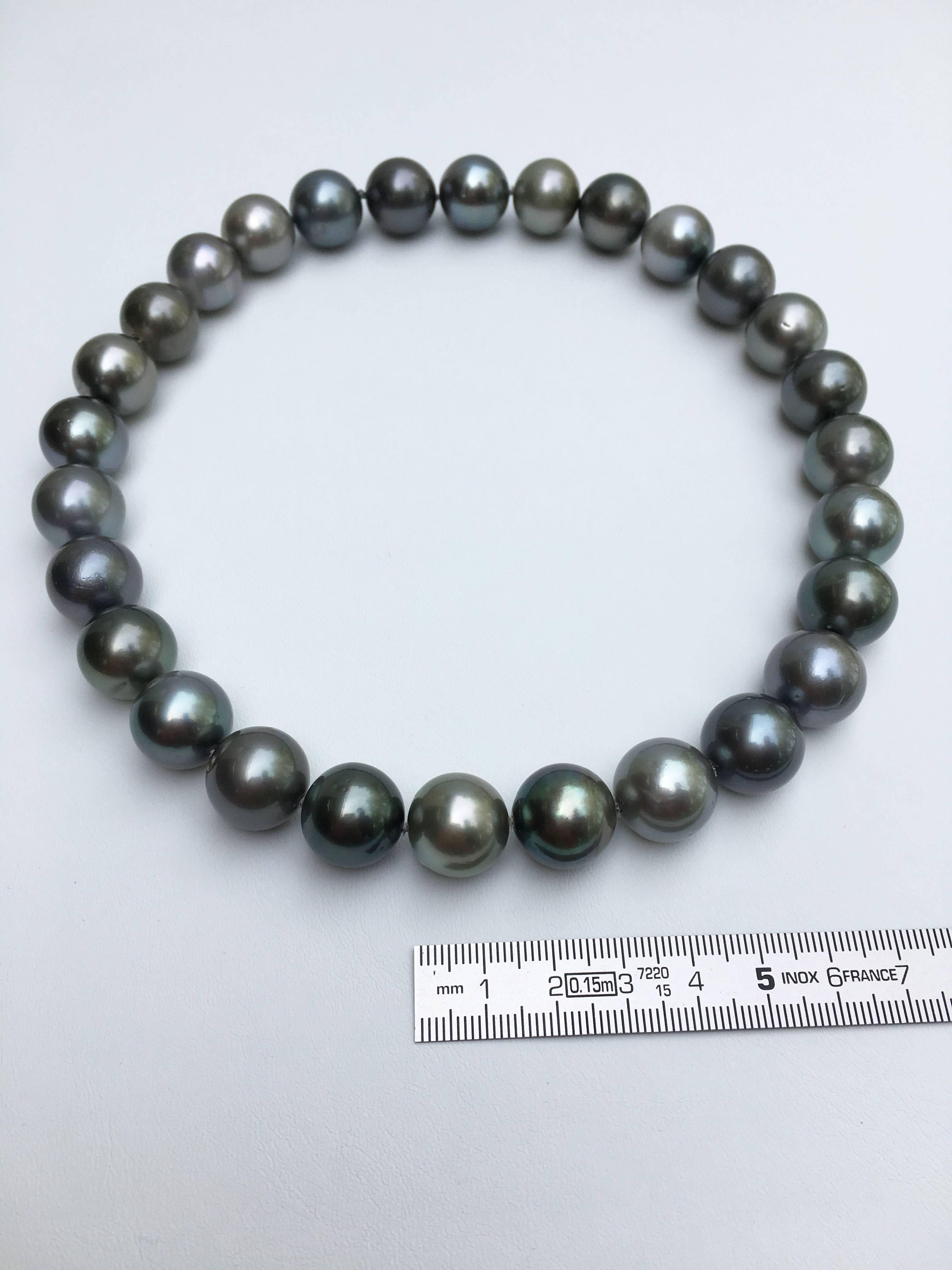 Tahitian Grey Cultured Pearl Choker Necklace For Sale 2