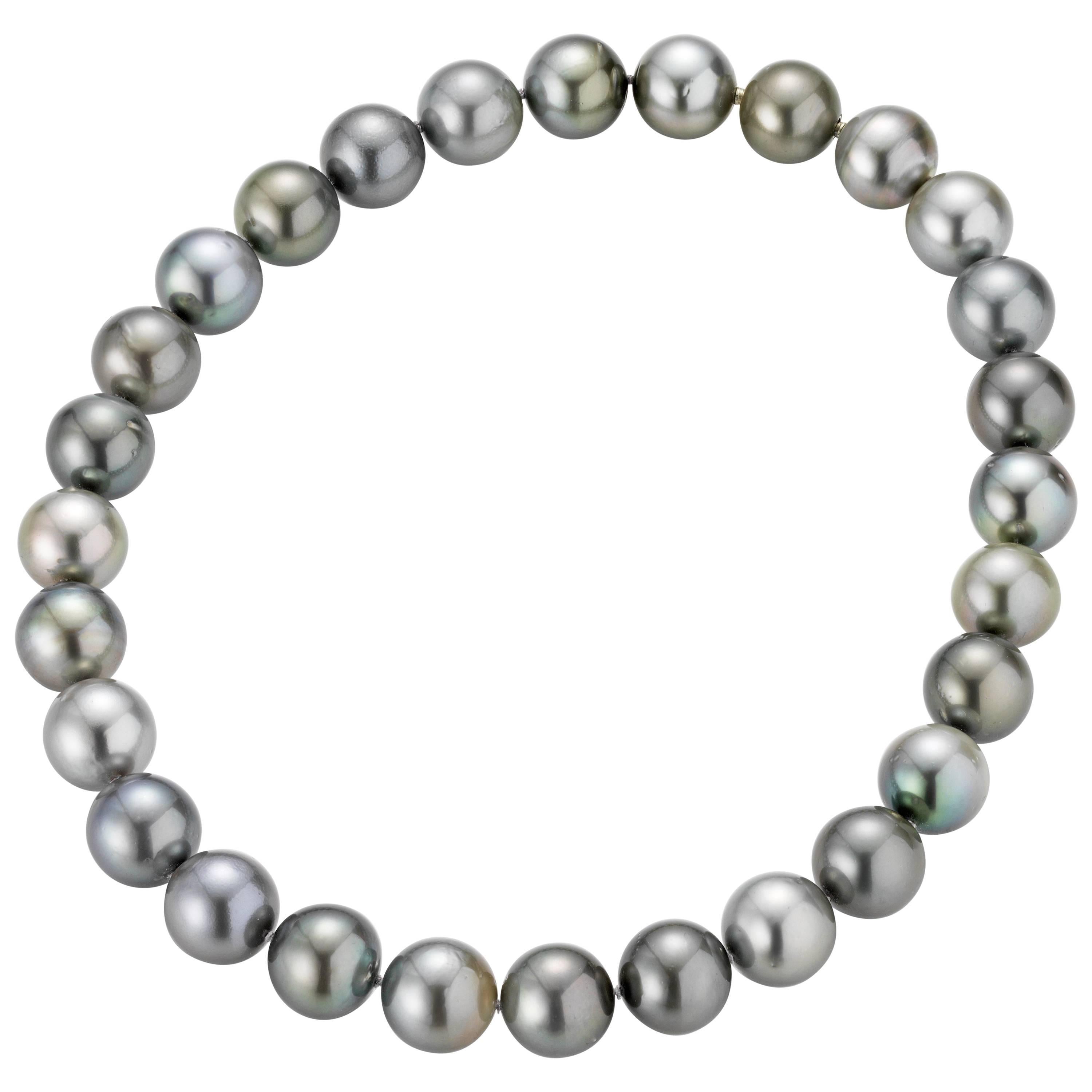 Tahitian Grey Cultured Pearl Choker Necklace For Sale