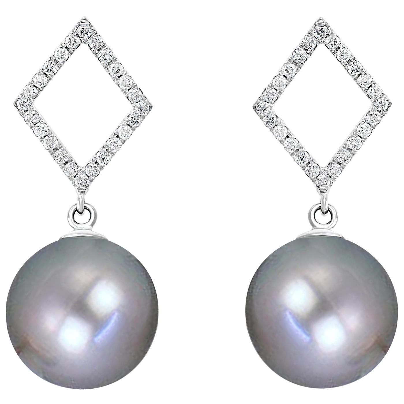 Grey Tahitian Pearl Earrings with violet Spinel main image 0