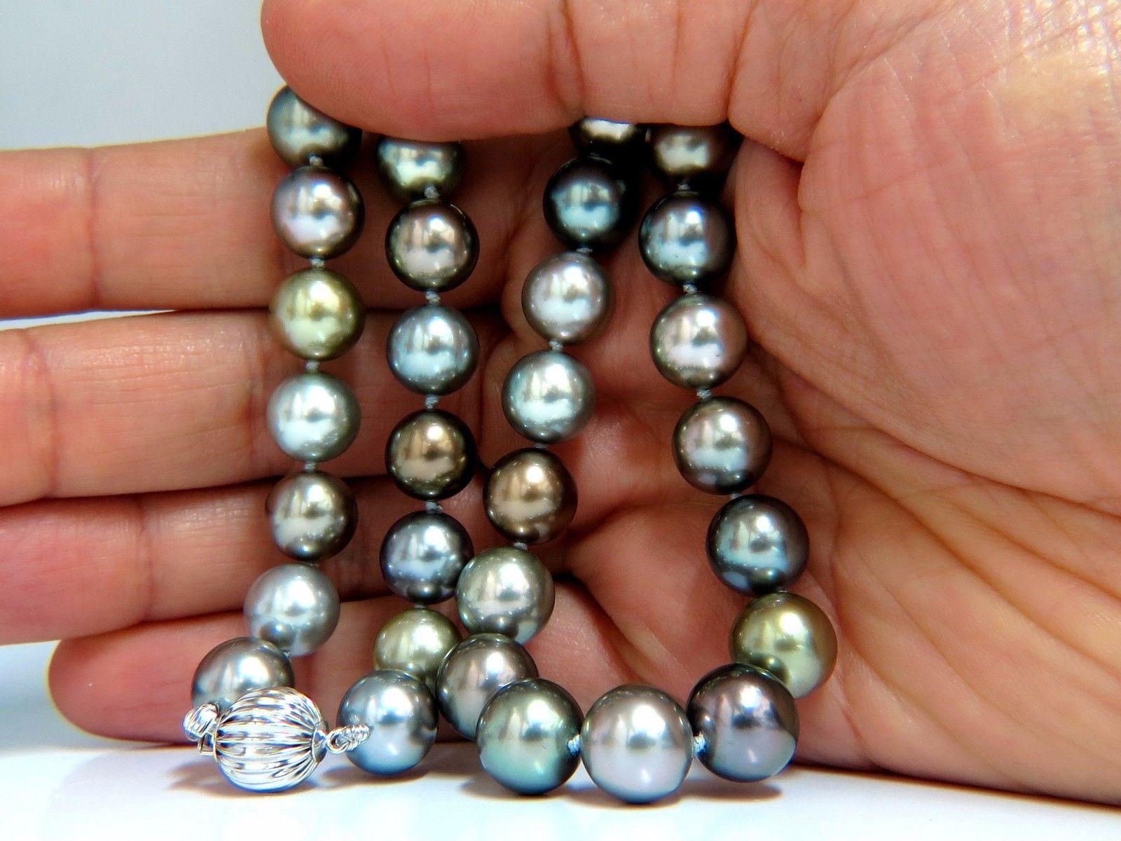 Tahitianische Multicolor Naturperlenkette 41 Perlen für Damen oder Herren im Angebot