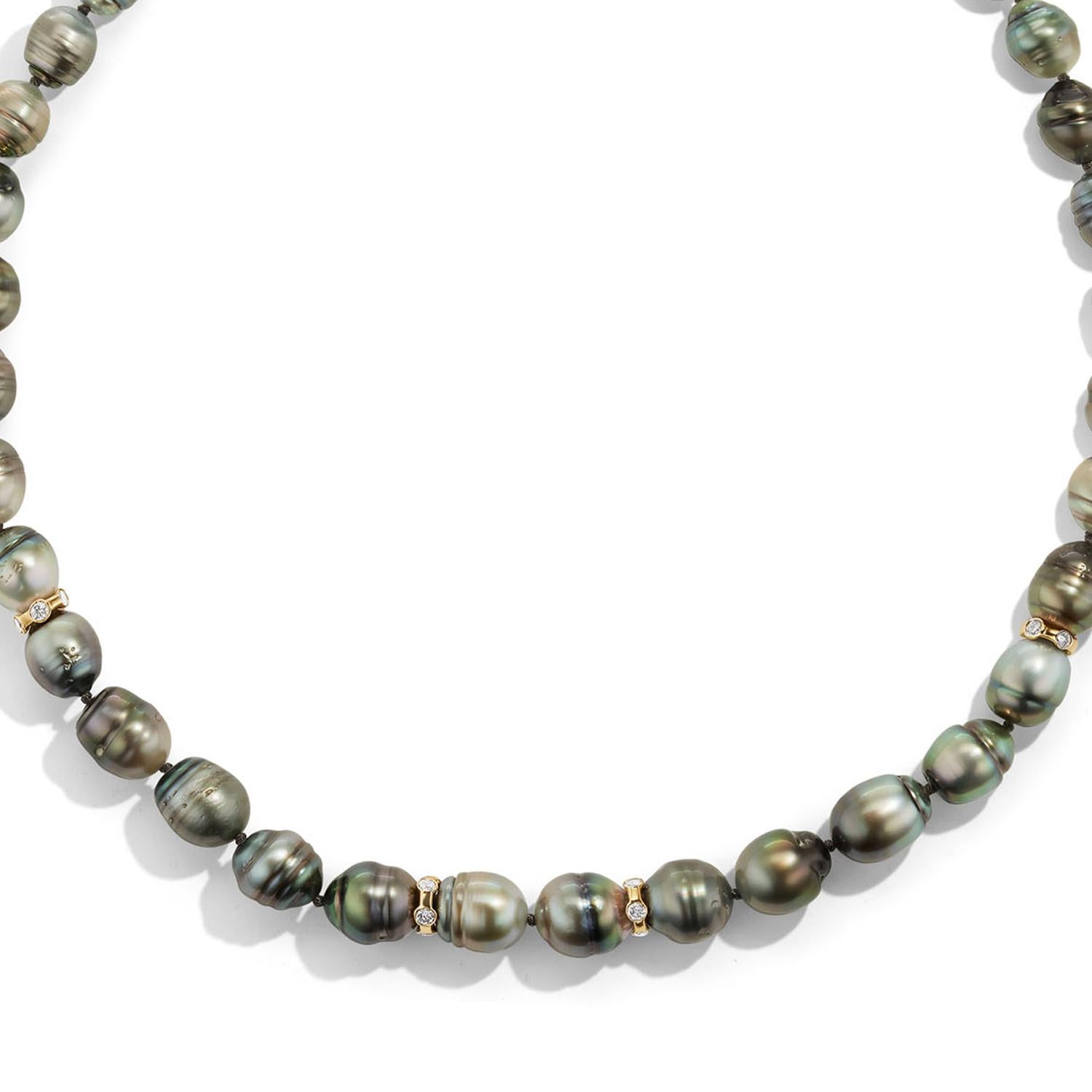 Contemporary Tahitian pearl 1.09 carat Diamond collar necklace Hi June Parker For Sale
