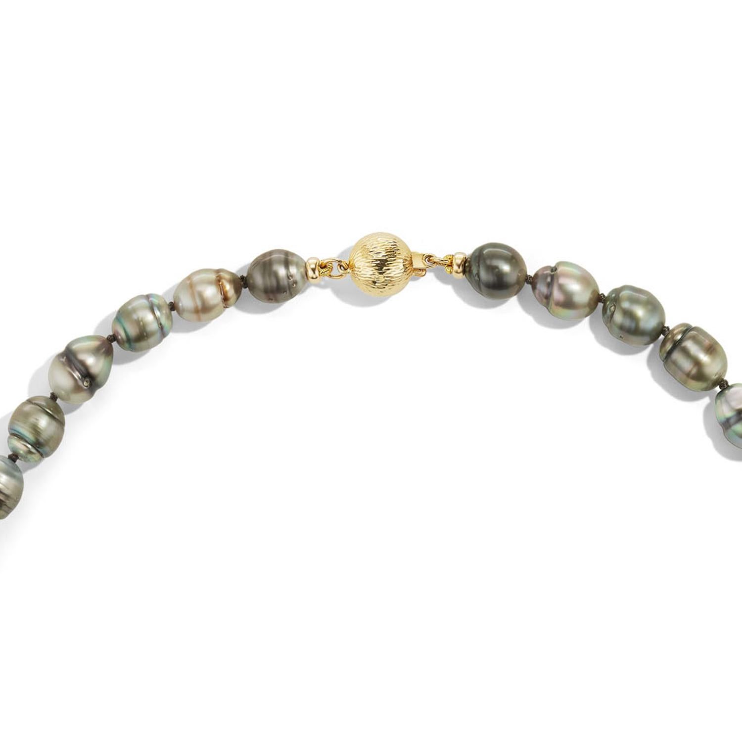 Round Cut Tahitian pearl 1.09 carat Diamond collar necklace Hi June Parker For Sale