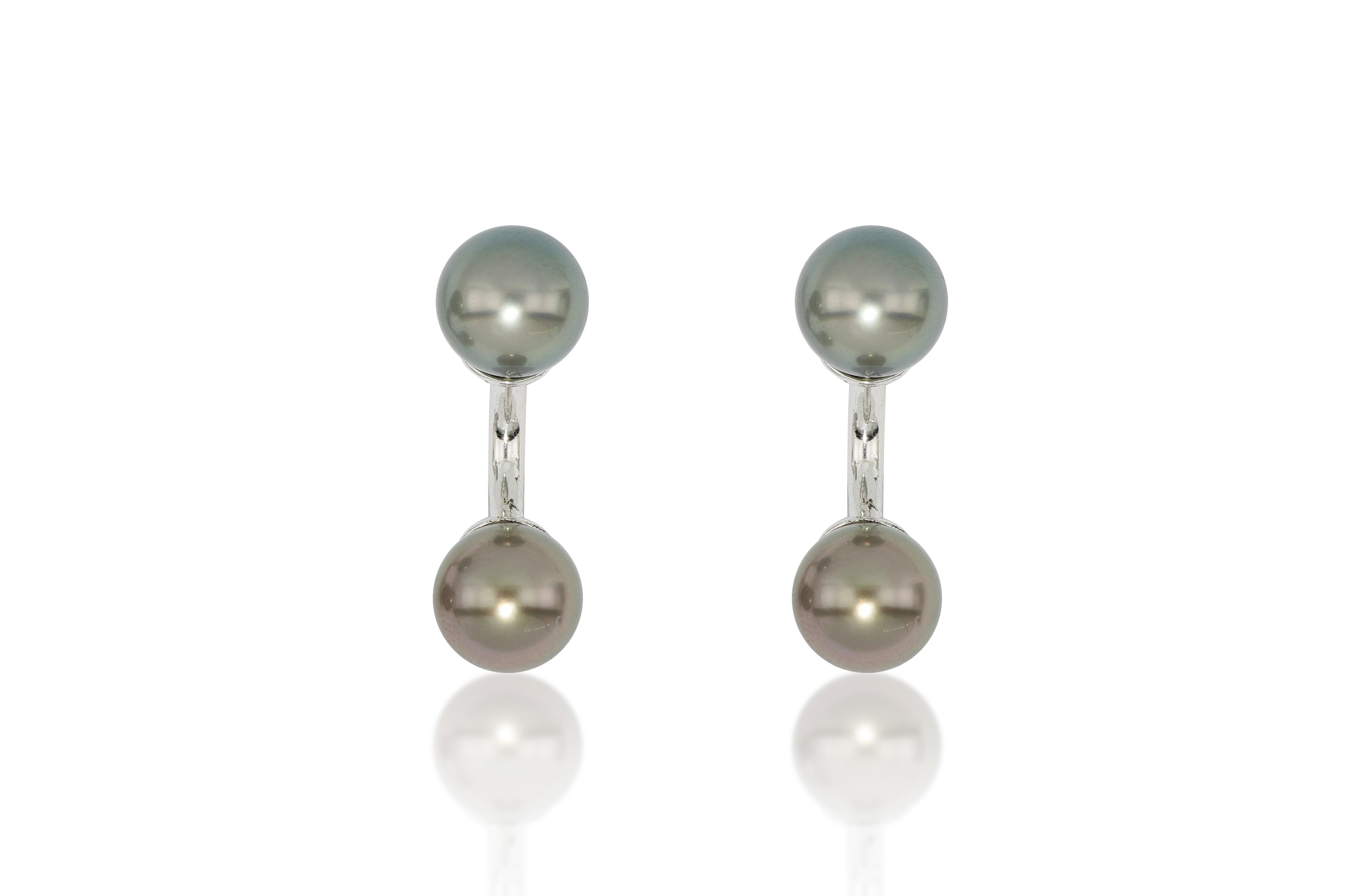 Contemporary Tahitian Pearl 925 Silver Cufflinks For Sale