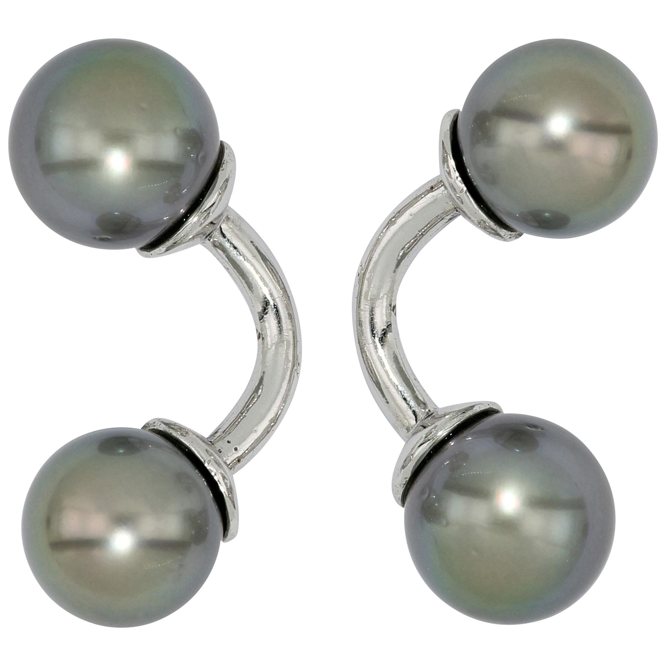 Boutons de manchette en argent 925 et perles de Tahiti