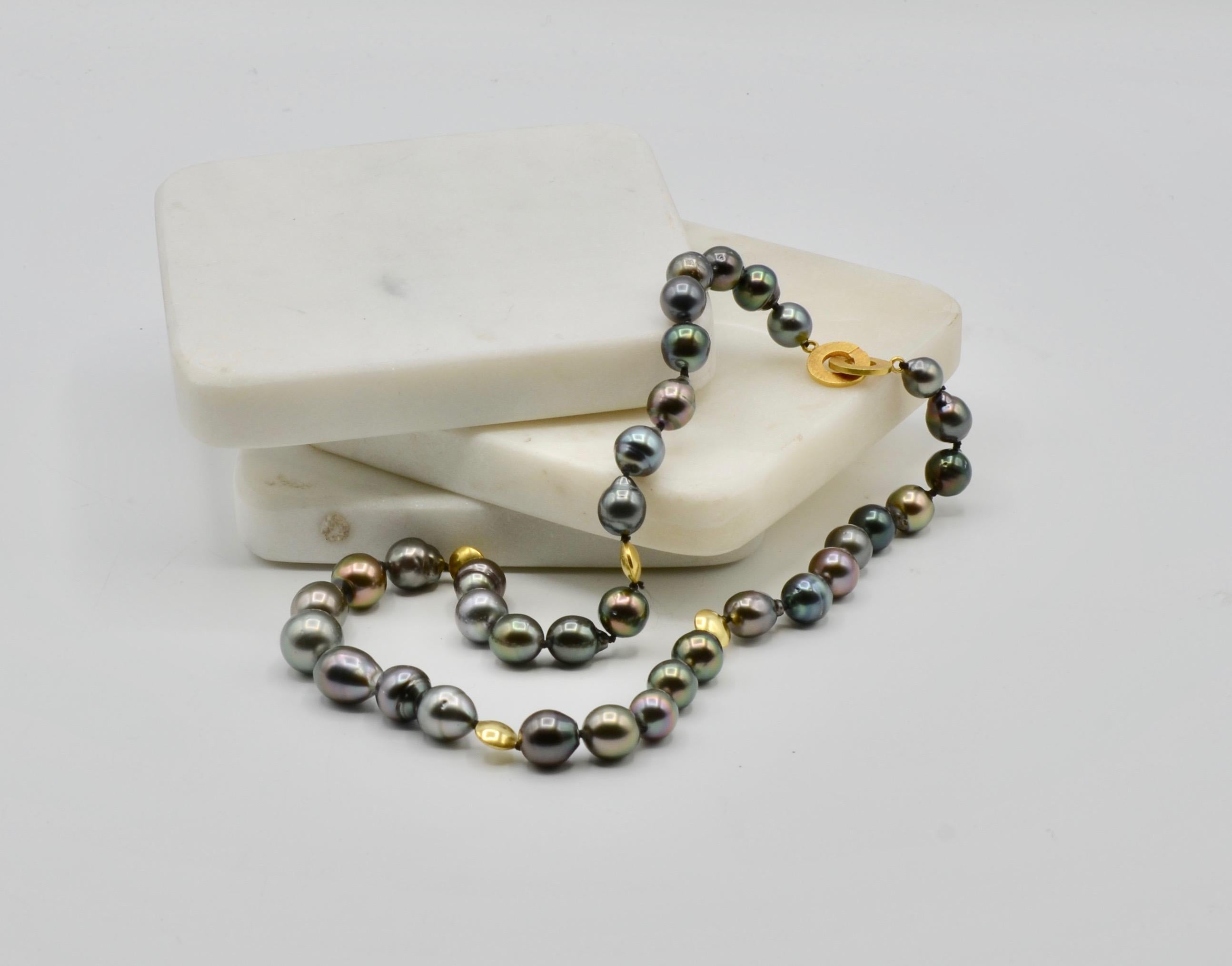 Modernist Tahitian Pearl and 18 Karat Gold Necklace For Sale