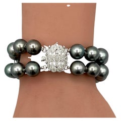 Tahitian Pearl and Diamond Bracelet in 18K White Gold