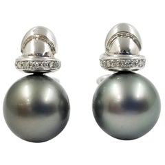 Tahitian Pearl and Diamond Drop Earrings