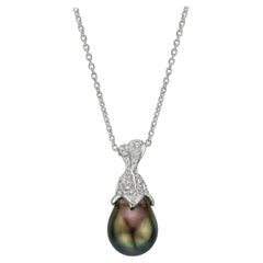 Tahitian Pearl and Diamond Drop Pendant