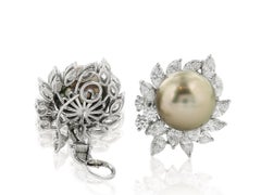 Tahitian Pearl and Diamond Earrings