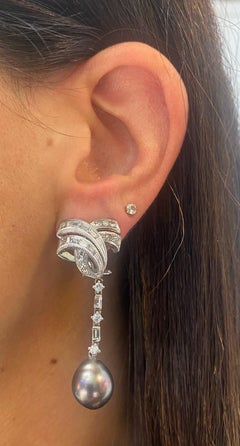 Tahitian Pearl and Diamond Earrings