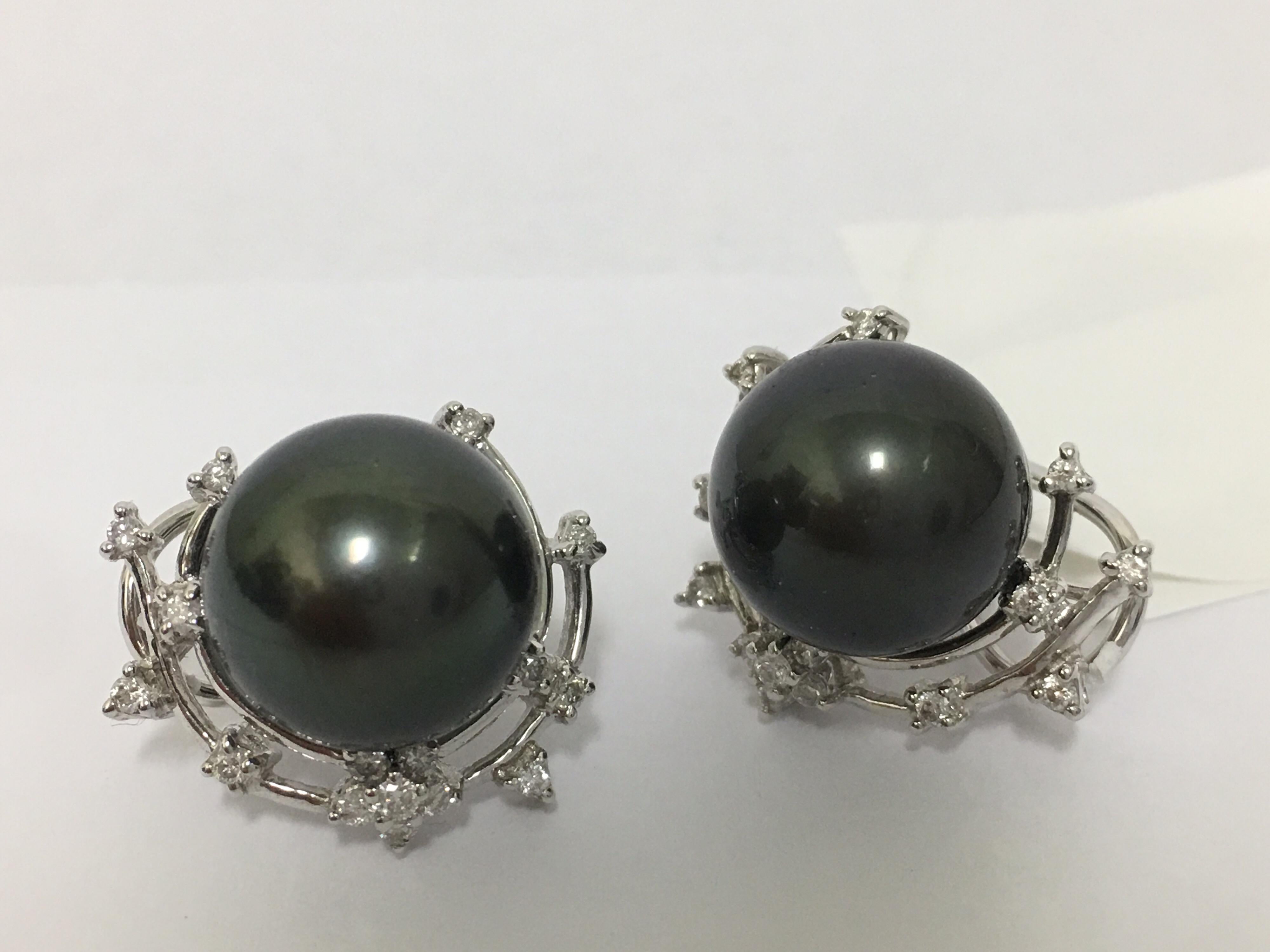 Tahitian Pearl and Diamond Earrings 3