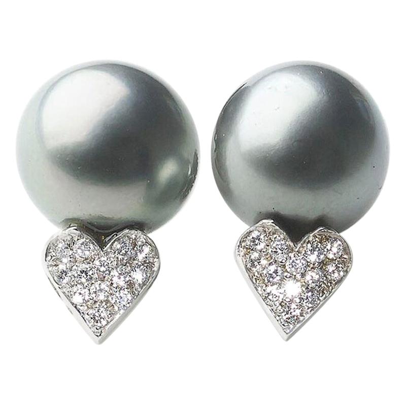 Natural Pearl and Diamond Oyster Shell Design Earrings For Sale at 1stDibs