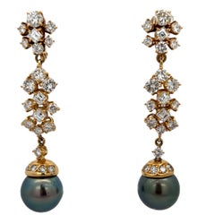 Tahitian Pearl and Diamond Earrings