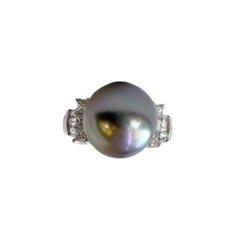 Tahitian Pearl and Diamond Ring