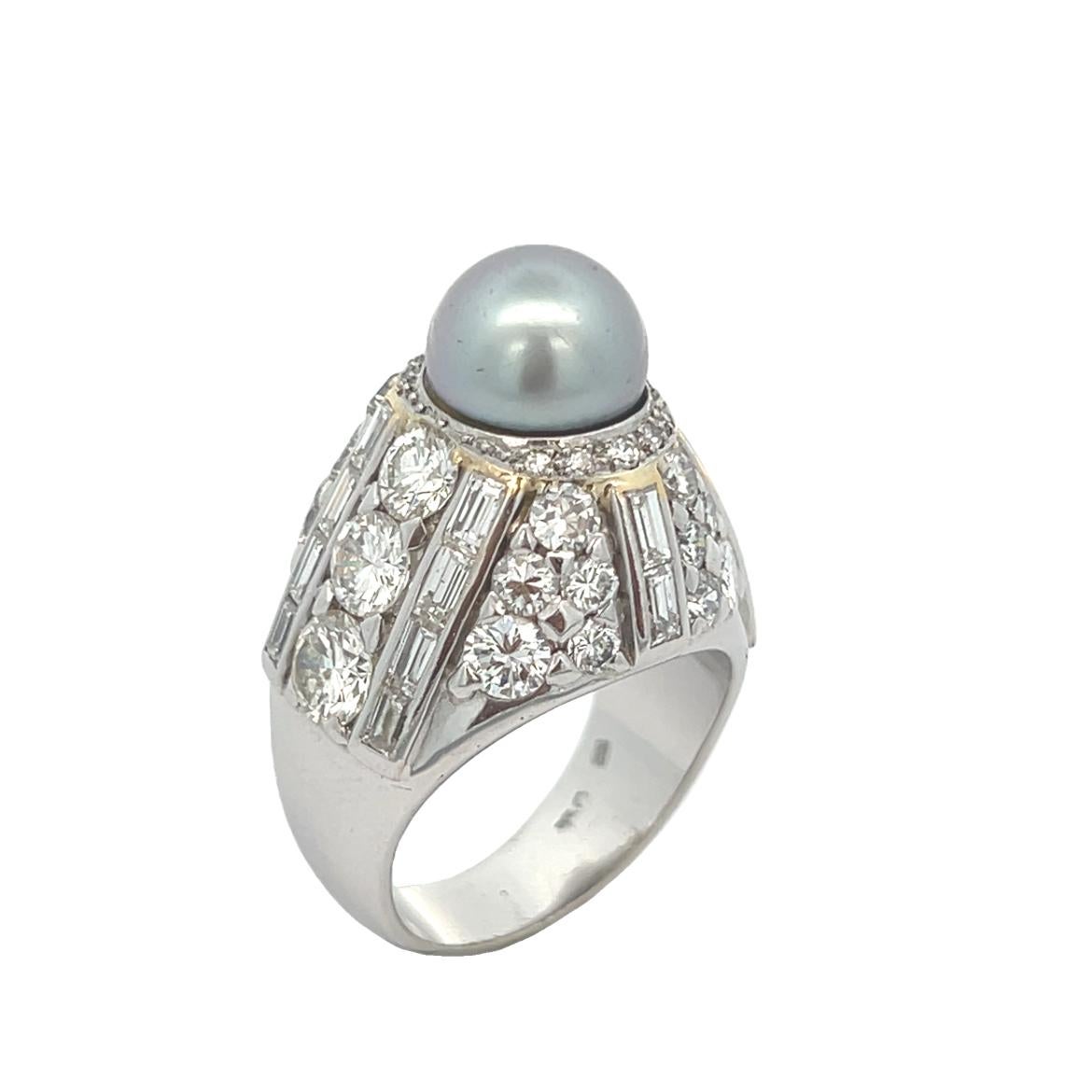 Tahiti-Perlen- und Diamantring im Angebot 1