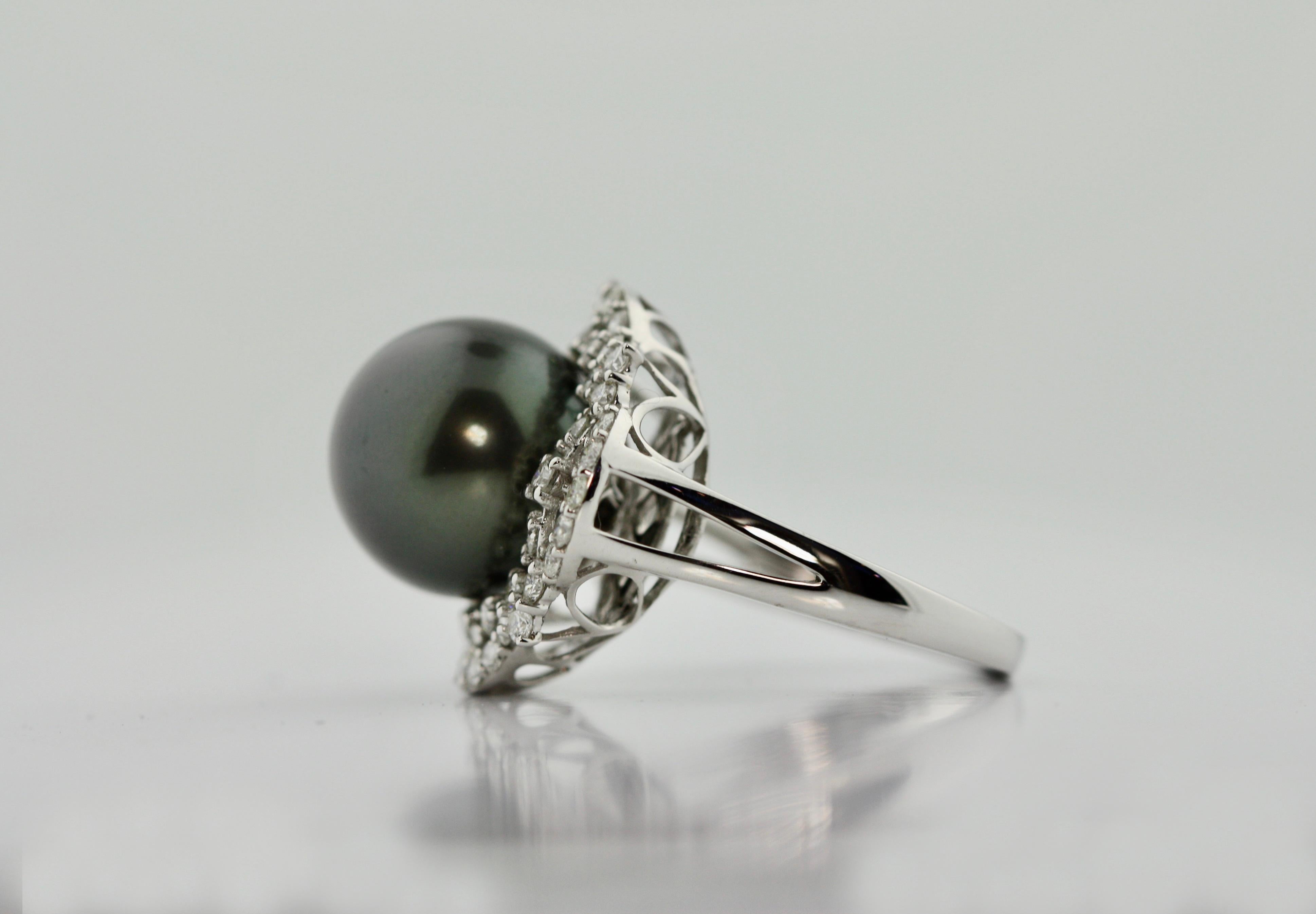 Tahitian Pearl and Diamond Ring 1