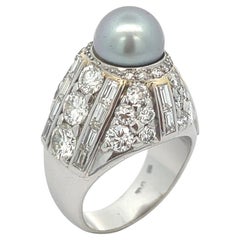 Tahitian Pearl and Diamond Ring