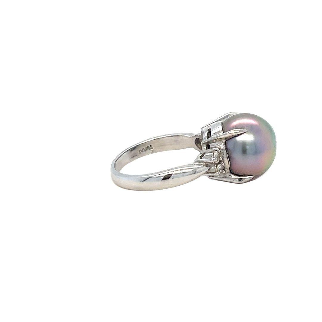 Tahiti-Perlen- und Diamantring aus Platin im Zustand „Gut“ im Angebot in Coral Gables, FL