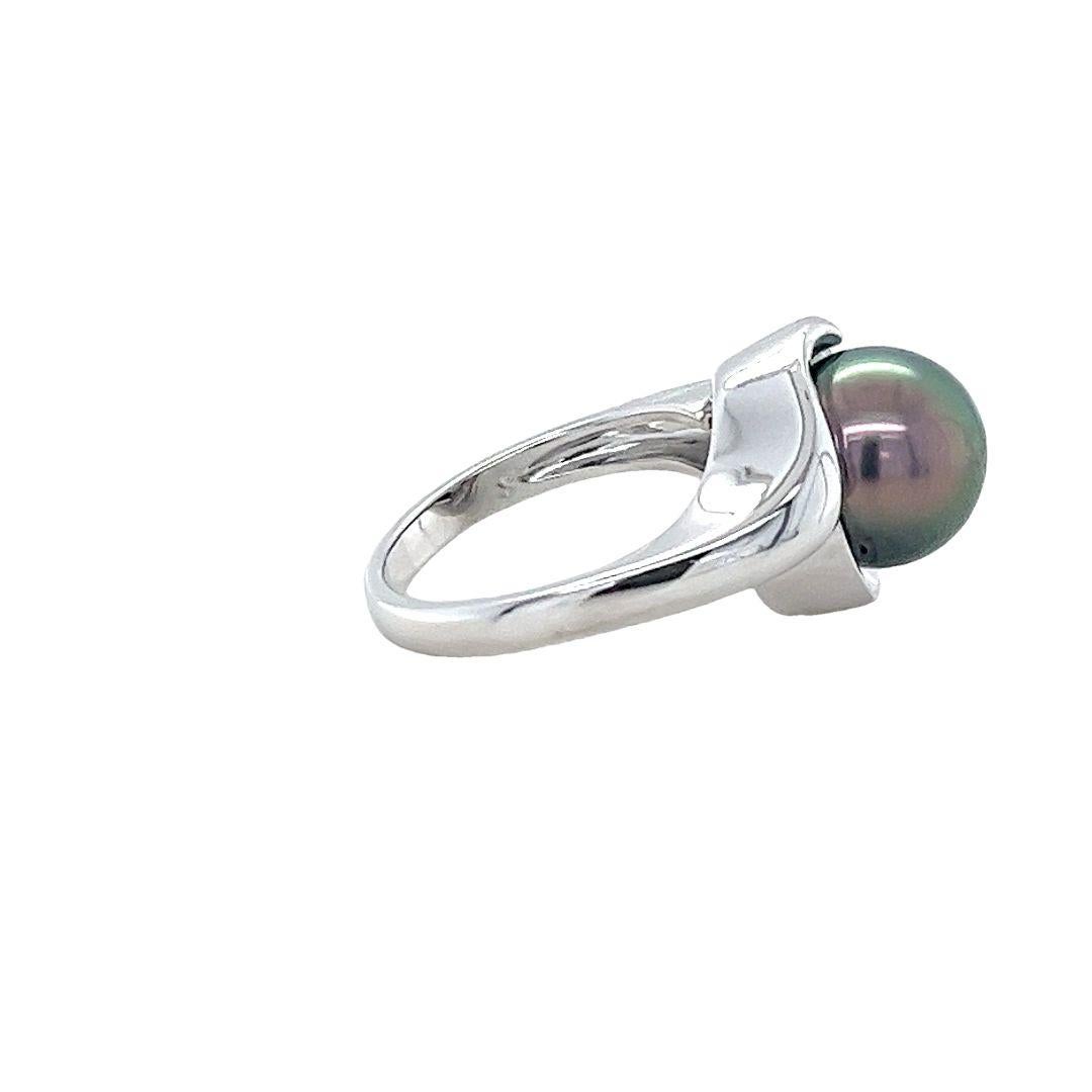 Tahiti-Perlen- und Diamantring aus Weißgold Damen im Angebot