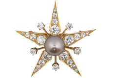 Tahitian Pearl and Diamond Starburst Brooch