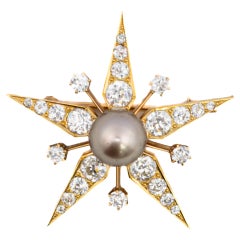 Broche Estrella de Perlas de Tahití y Diamantes