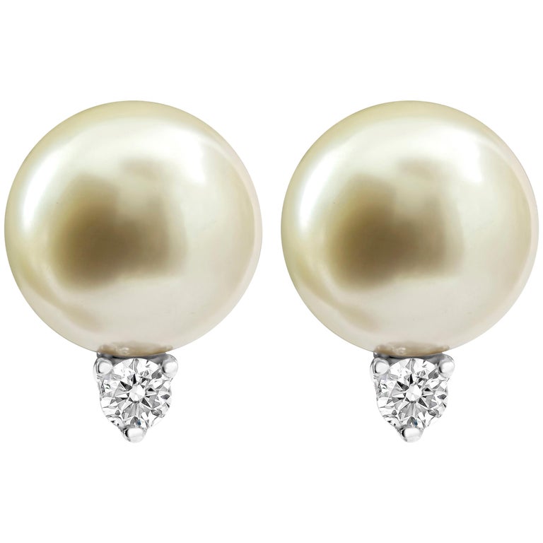 Tahitian Pearl And Diamond Stud Earrings Tahitian Pearl And Diamond Stud Earrings