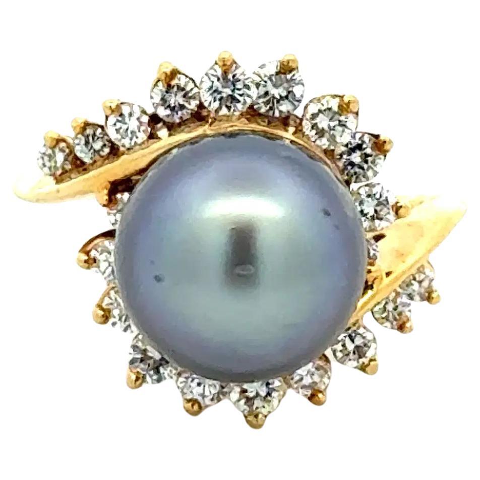 Anello da cocktail con perle di Tahiti e diamanti d
epoca Kurt Wayne Designer Gold in vendita