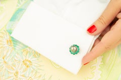 Tahitian Pearl and Emerald Cufflinks 18k gold Design by Ella Gafter