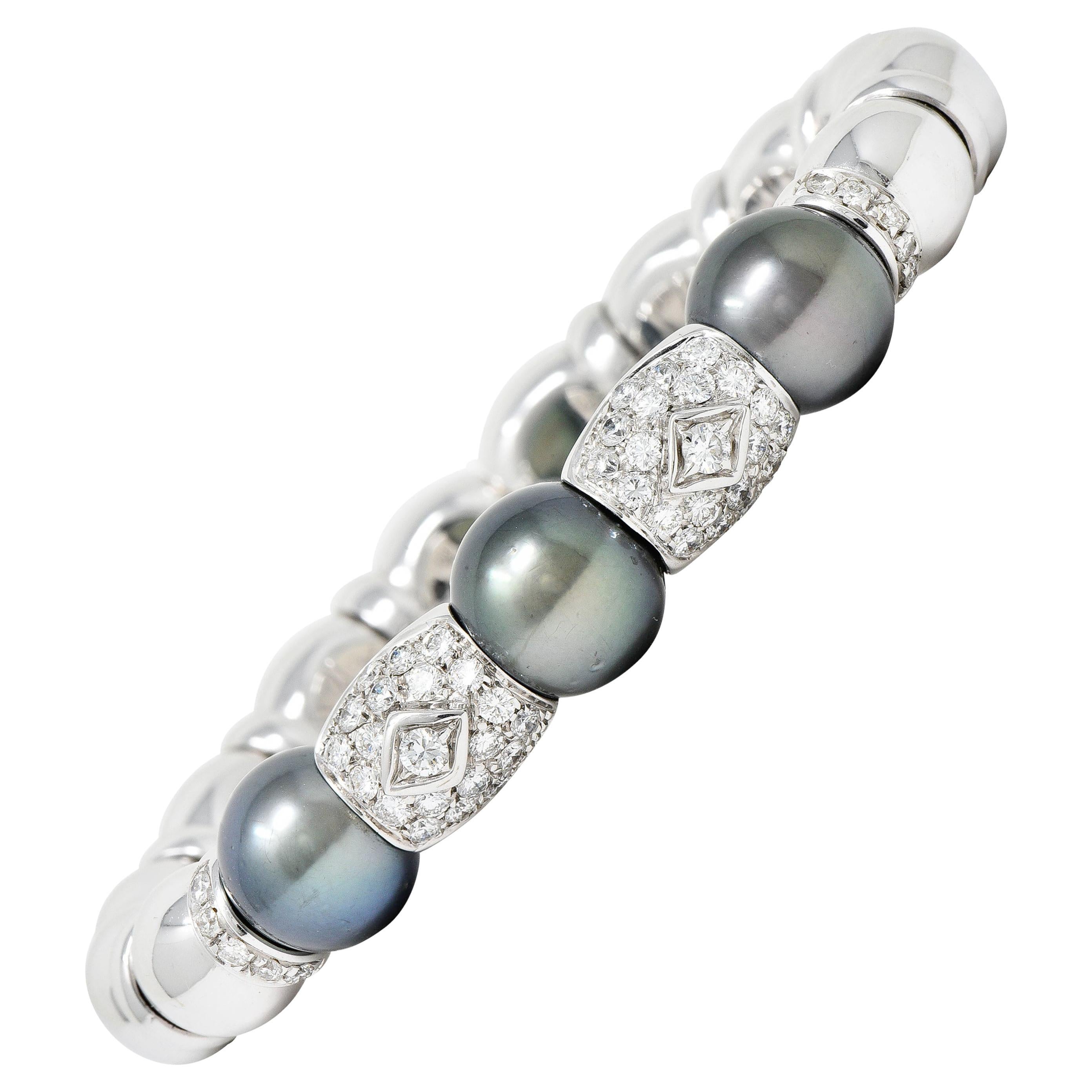 Maison Maurice White Gold South Sea Pearl 3.21 Carat Diamond Bracelet