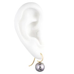 Tahitian Pearl, Diamond and 18 Karat Gold Earrings