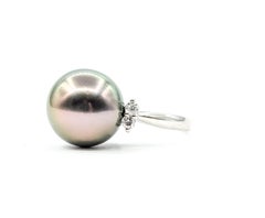 Tahitian Pearl & Diamond Cocktail Ring in Platinum