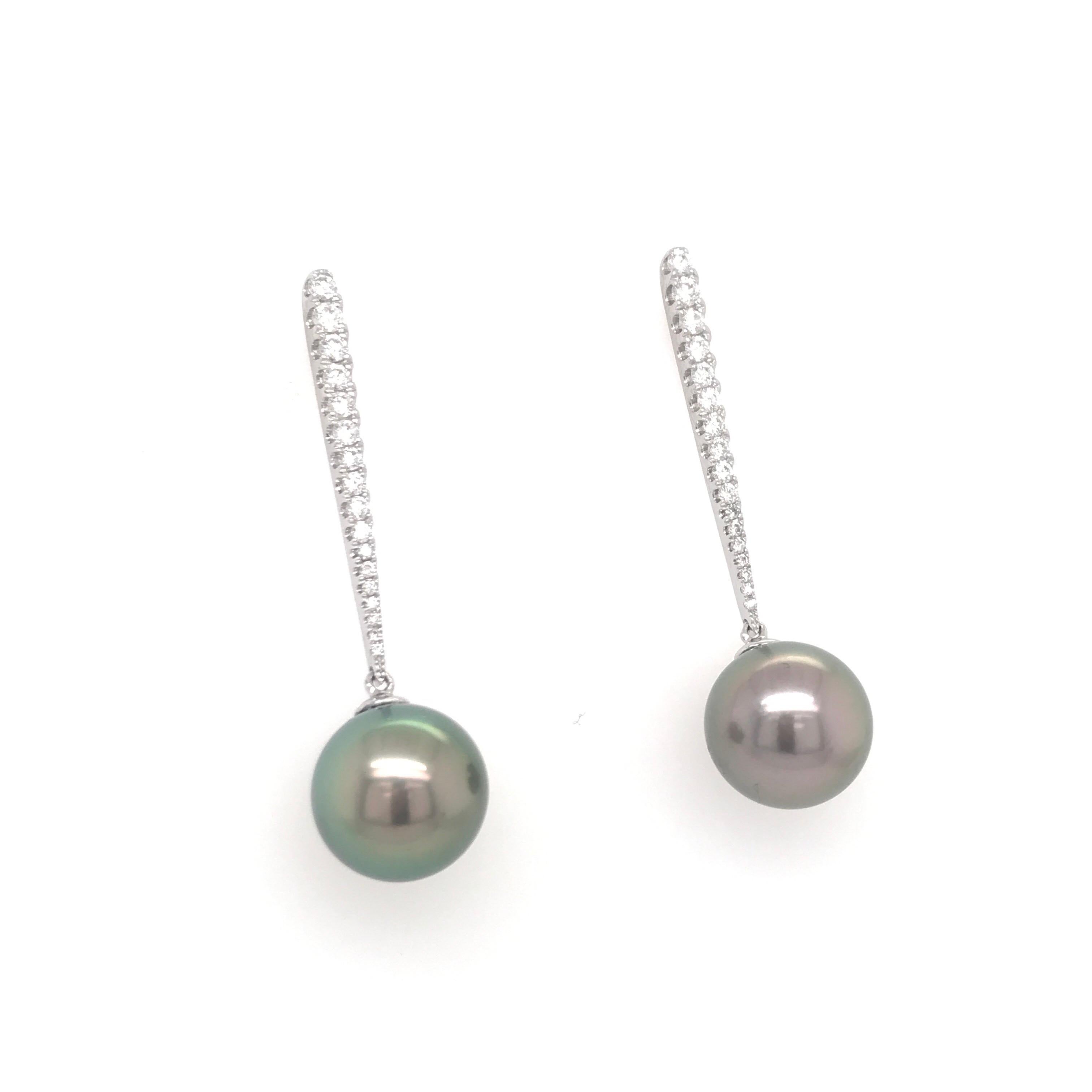 Tahiti-Perlen-Diamant-Tropfen-Ohrringe 0,43 Karat 18 Karat im Zustand „Neu“ im Angebot in New York, NY