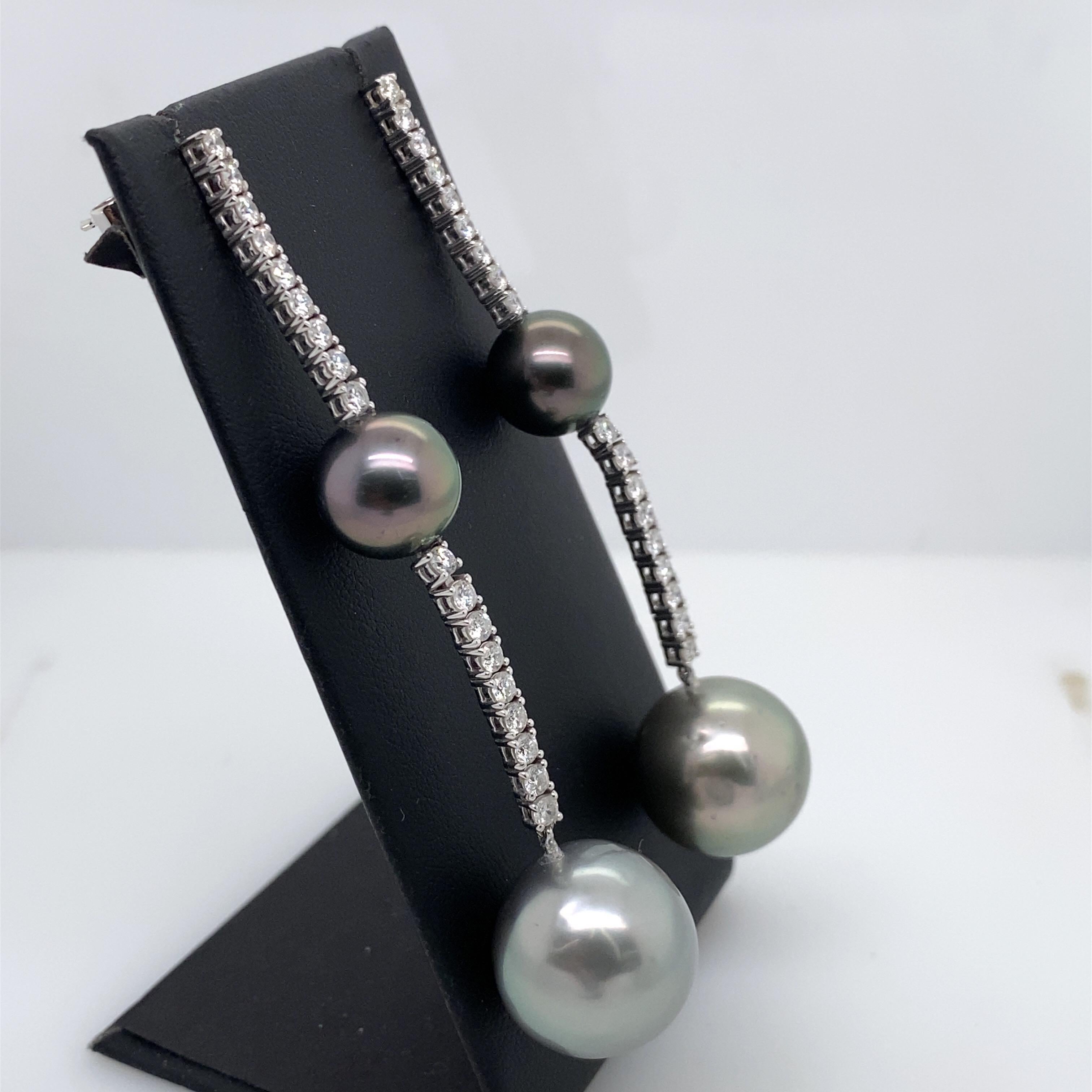 HARBOR D. Pendants d'oreilles avec perles de Tahiti et diamants de 1,70 carat  Neuf - En vente à New York, NY